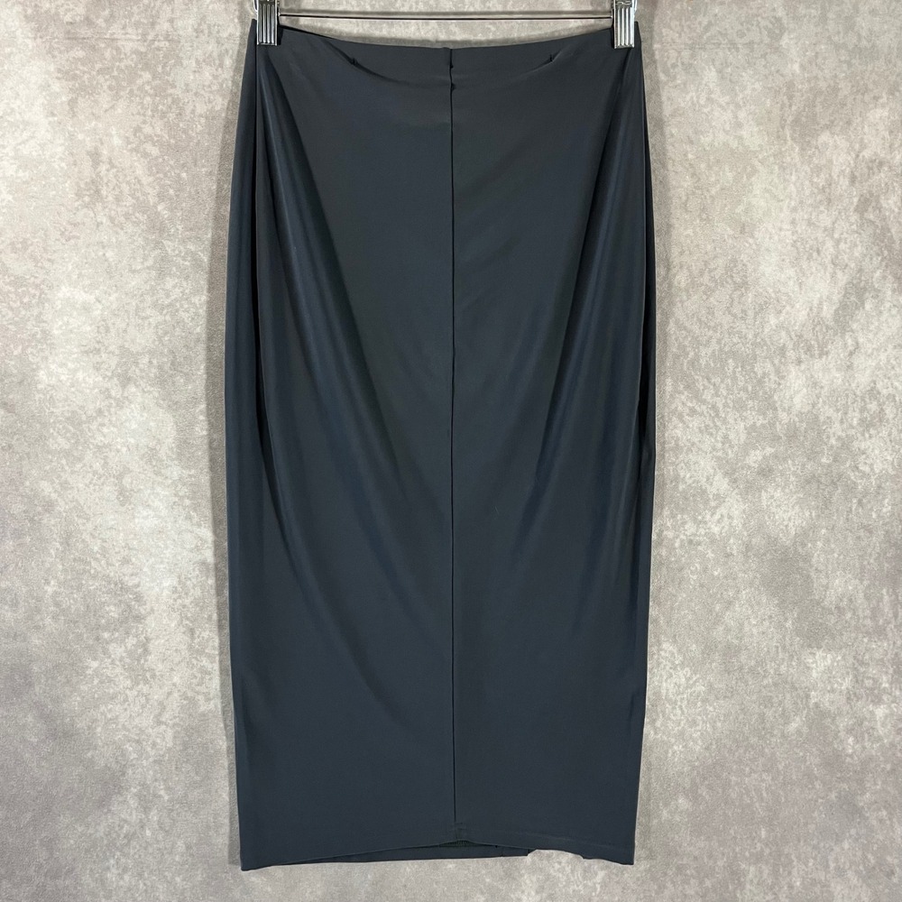 Sympli Pencil Skirt Womens‎ 6 Charcoal Grey Lattice Hem Detail Midi - Picture 2 of 5